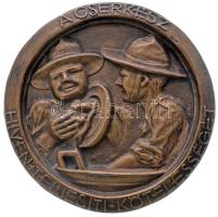 Nagy Árpád (1894-1959) / Dósa Sándor (?-1949) ~1933. "Cserkész Tízparancsolat - A Cserkész híven teljesíti kötelességét" hátoldalon jelzett mázas terrakotta plakett sorozatának darabja (118mm) T:1 Hungary ~1933. "Ten Commandments for Scouts" commemorative ceramic plaque variety. Sign: Árpád Nagy / Sándor Dósa (118mm) C:UNC