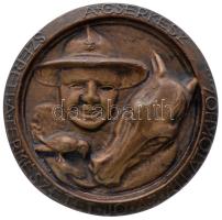 Nagy Árpád (1894-1959) / Dósa Sándor (?-1949) ~1933. "Cserkész Tízparancsolat - A Cserkész szereti a természetet, jó az állatokhoz..." hátoldalon jelzett mázas terrakotta plakett sorozatának darabja (117mm) T:1 Hungary ~1933. "Ten Commandments for Scouts" commemorative ceramic plaque variety. Sign: Árpád Nagy / Sándor Dósa (117mm) C:UNC