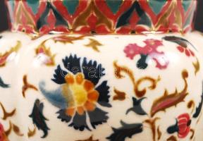 Zsolnay perzsa mintás kaspó, kézzel festett, jelzett (TJM), hibátlan, m:12 cm, d:12 cm