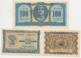 Görögország/Királyság 1940. 10D + 1945. 5D + 1950. 100D T:I-,II Greece 1940. 10 Drachmai + 1945. 5 Drachmai + 1950. 100 Drachmai C:AU,XF