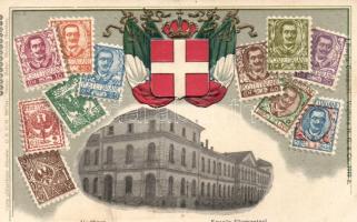 Voghera, Scuole Elementari / elementary school, Italian stamps, Carte Philatelique Ottmar Zieher Emb. litho