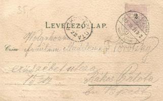 1899 Pozsony, Promenade, Maria Theresia Monument, litho