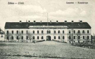 Zilah, Zalau; Cazarma, Kaszárnya / military barracks, 'vissza' So. Stpl
