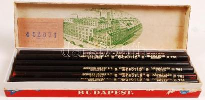 cca 1930 Schuler József R.T. "Thebris" 12 db grafitceruza eredeti dobozában