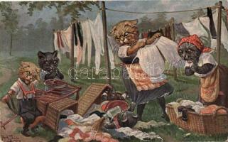 'Blinder Eifer schadet nur!' / 'Rush only hurts!' Cats, T.S.N. Serie 1602. s: Arthur Thiele (EK)