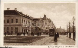 Debrecen, Ferenc József út, városháza, villamos