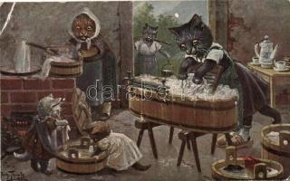 Washing cats, T.S.N. Serie 1602 s: Arthur Thiele (EB)