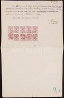 1917 Kolozsvár városi 10 x 1K illetékbélyeg okmányon / Kolozsvar local fiscal stamp 10 x on document
