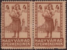 1940 Nagyvárad gyermekeinek 4f segélybélyeg pár / Nagyvárad charity stamp pair