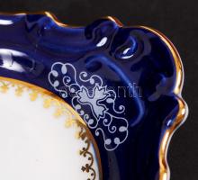 Zsolnay Pompadour mintás süteményes készlet, kézzel festett, jelzett, hibátlan/ Zsolnay cake set