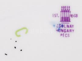 Zsolnay Pompadour mintás süteményes készlet, kézzel festett, jelzett, hibátlan/ Zsolnay cake set