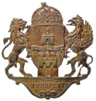 ~1920. "Budapest" díszes fővárosi címerjelvény hátoldalon "MARTON ALAJOS" gyártói jelzéssel (30x28mm) T:2- Hungary ~1920. "Budapest" badge with makers mark "MARTON ALAJOS" (30x28mm) C:VF