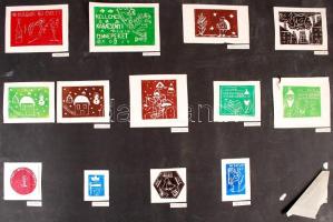 Iskolások klf nyomatai névvel, több mint 50 db, néhány viseltes állapotban, kartonra ragasztva