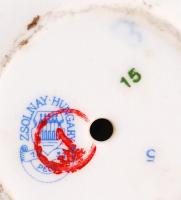 Zsolnay Pompadour mintás gyertyatartó, kézzel festett, jelzett, hibátlan, kopott, viaszos/ Zsolnay c...