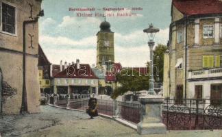 Nagyszeben, Kleiner Ring mit Ratthurm, tér, Városi torony, Adolf Göbbel üzlete és kiadása / square, tower, shop (fl)