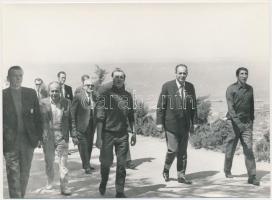 cca 1970 Újpesti Dózsa csapata külföldön, a képen többek között Bene Ferenc is szerepel, 3 db fotó, ...