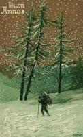 Italian art postcard 'Buon Anno' New year greeting, Degami No. 581. s: Bertiglia