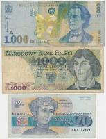 Lengyelország 1982. 1000Zl + Bulgária 1991. 20L + Románia 1998. 1000L T:III Poland 1982. 1000 Zlotych + Bulgaria 1991. 20 Leva + Romania 1998. 1000 Lei C:F