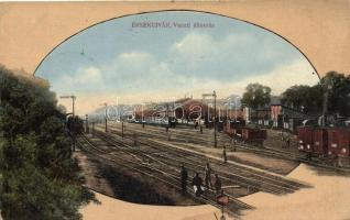 Érsekújvár vasútállomás, Adler József kiadása / railway station (small tear)