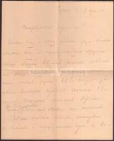 1904 gr. Tisza István miniszterelnök saját kézzel írt levele, Szél Kálmán nagyszalontai esperesnek, Arany János vejének, melyben tájékoztatást kér egy személyről