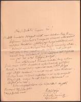 1897 gr. Tisza Kálmán miniszterelnök saját kézzel írt levele, Szél Kálmán nagyszalontai esperesnek, ...