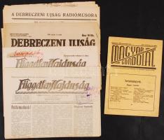 cca 1934-1944 7 db újság, a Magyar Gondolat, Független Hajdúság és a Debreceni Újság számai