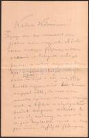 1886 Arany László (1844-1898) saját kézzel írt levele sógorának Szél Kálmánnak, melyben lánya Szél P...