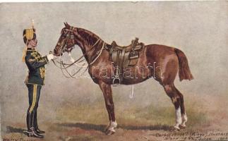 Hussar with his horse, published by Stewart & Woolf No. 437. s: Harry Payne