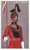 16th lancers, The Regiment Series No. 1625. artist signed, golden decoration, Emb.