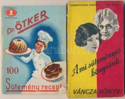 cca 1920-1940 2 receptes könyvecske (Dr. Ötker: 100 sütemény recept és Váncza: A mi süteményes könyvünk)