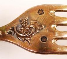 Ezüst (Ag.) evőeszköz minta készlet, jelzett, nettó: 140 g, összesen:4 db