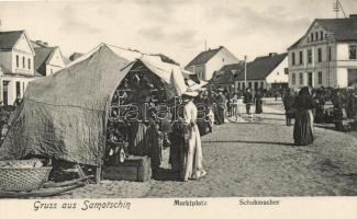 Szamocin, Samotschin; Marktplatz / market place, shoemaker