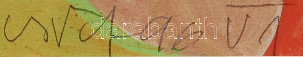 Németh Miklós (1934-2012): Kalapos női fej. Vegyes technika, papír, jelzett, üvegezett keretben, 29×...