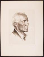 Olvashatatlan jelzéssel: Bartók Béla. Rézkarc, papír, díszmappában, 26×19 cm