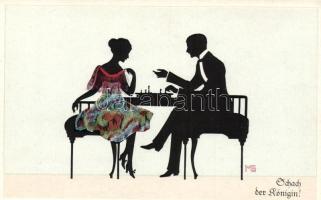 'Liebesspiel' chess game Pasto-Silhouetten s: MG (Marte Graf)
