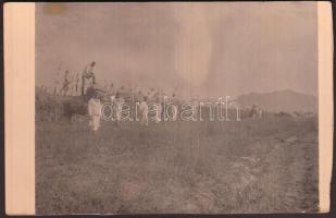 1908 Magyar tengerészek fényképes képeslapja Port Arthurból / 1908 China photo of Hungarian navy soldiers in Port Arthur on a postcard