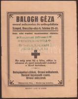 1935 Balogh Géza orvosi műszerész és ortopédista ismertető füzete a különböző ortopédiai problémákról, 8p