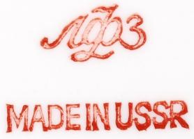 Jelzett orosz teás csésze (2db), kézzel festett és matricás, hibátlan, m:10 cm