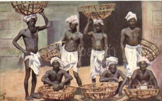 Calcutta coolies, Native life India Series II.  Raphael Tuck & Sons, Oilette Postcard 9091.