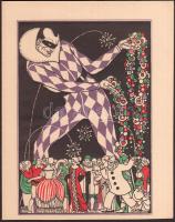 1938 Divéky József (1887-1951) Báli meghívó. Kner nyomdában készült litho nyomat / Ball invitation card 14x17 cm