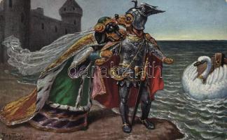 Lohengrin dog couple, humour; Theo. Stroefer, Nürnberg Serie 1015. s: Arthur Thiele (fl)