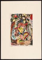 Cs. Németh Miklós (1934-2012): Felolvasás, vegyes technika, karton, jelzett, paszpartuban, 28x20 cm