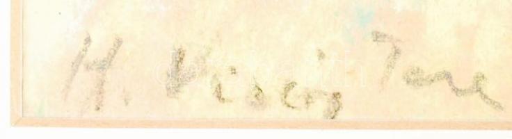 Hahné Virág Terézia (1896-?): Dombos táj. Pasztell, papír, jelzett, üvegezett keretben, 22×27 cm