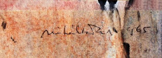 Miháltz Pál (1899 - 1988): Park 1965. Vegyes technika, papír, jelzett, az alján dedikálással, 28x20 ...