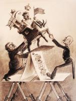 Ék Sándor (1902-1975): Nagyhatalmi
kártyavár. Plakát terv. Szén, papír, jelzett,
50x38 cm