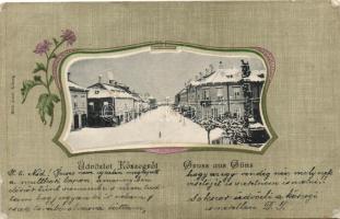 Kőszeg télen, Róth Jenő kiadása, Art Nouveau, litho (EB)