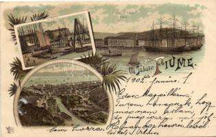 Fiume, port, floral, litho (fl)