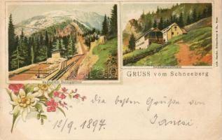 1897 Schneeberg mit Bahnhof Litho