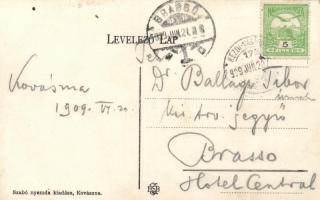 Kovászna-fürdő, Főtér, Rákóczi utca; Szabó nyomda kiadása / main square, Rákóczi street