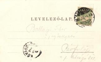 Balaton, a 'Gusztáv' csónak, háttérben Keszthely; Mérei Ignácz kiadása